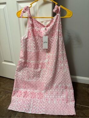 Lilly Pulitzer Pink & White Patterned Tie-Shoulder Sundress